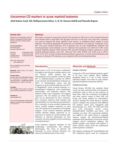 (PDF) Uncommon CD markers in acute myeloid leukemia