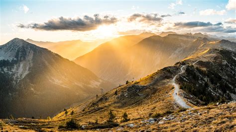 wallpaper mountains, sunrise, path, sunlight HD : Widescreen : High ...