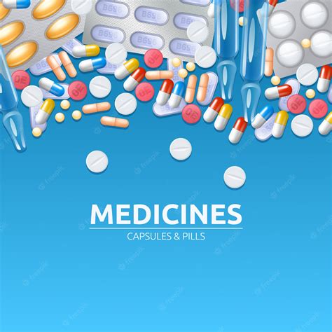 Fondo de medicamentos con pastillas de colores tabletas y cápsulas | Vector Gratis