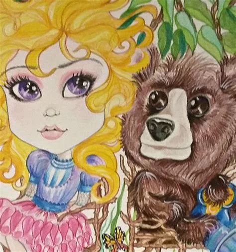 Fairytale Fantasy Goldilocks and Baby Bear Art Print by Leslie | Etsy