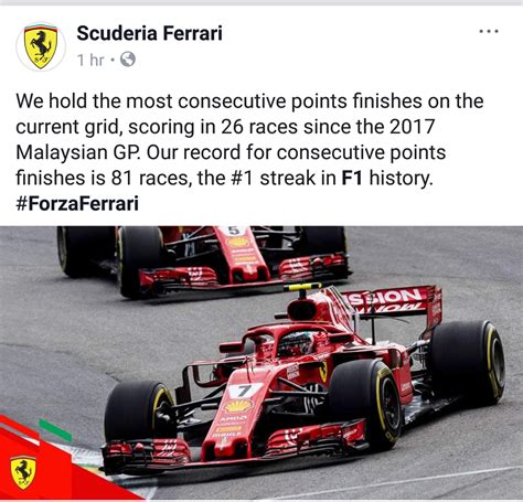 Ferrari holds the record for the most consecutive points finishes - 81 ...