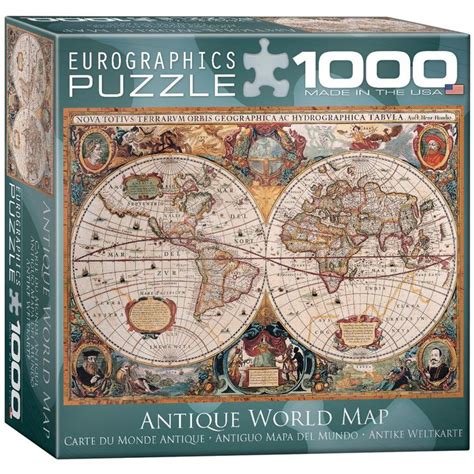 Antique World Map - 1000 Piece Jigsaw Puzzle - item # 8000-1997 | Map, World map, Antique world map