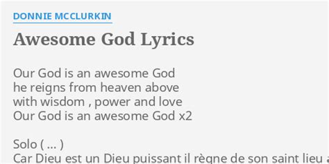 "AWESOME GOD" LYRICS by DONNIE MCCLURKIN: Our God is an...