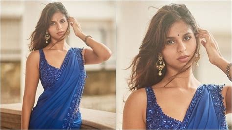 Suhana Khan's latest pics in elegant blue saree from latest photoshoot ...