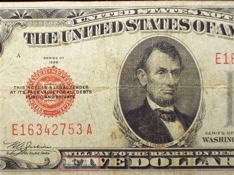 Series Of 1928 A 5 Dollar Bill - dolljul