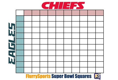 Printable Super Bowl Squares Template and Promos 2023