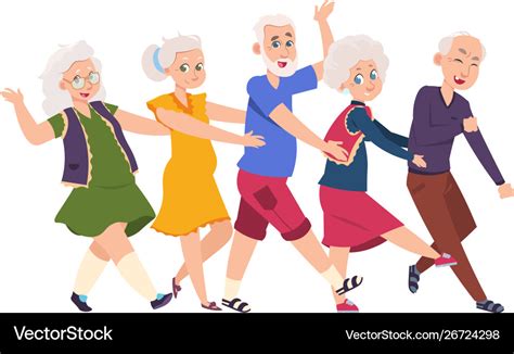 Old people dancing diverse elderly cartoon Vector Image