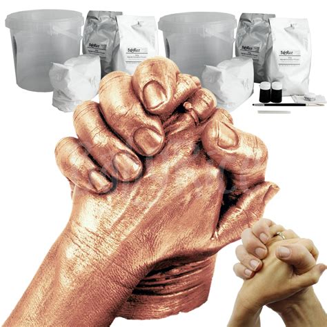 3D Adult Hands Casting Moulding Kit, Hold Hands Forever Anniversary – Copper Paint Finish