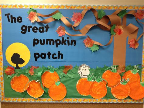 Seasonal Backdrop Idea | The great pumpkin patch, Halloween bulletin ...