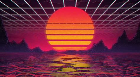 Photo Retrowave Sun sunrise and sunset