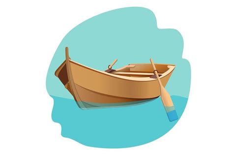 Wooden boat with oars vector illustration isolated on white. | Boat illustration, Boat vector ...