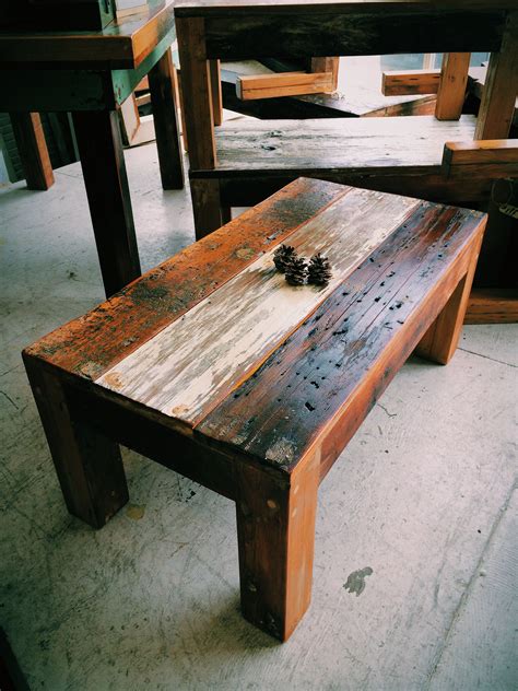 Rustic reclaimed wood coffee table, made from old floor and barn boards ...