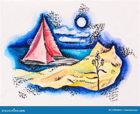 Seascape Pencil Drawing Vector Illustration | CartoonDealer.com #19977014