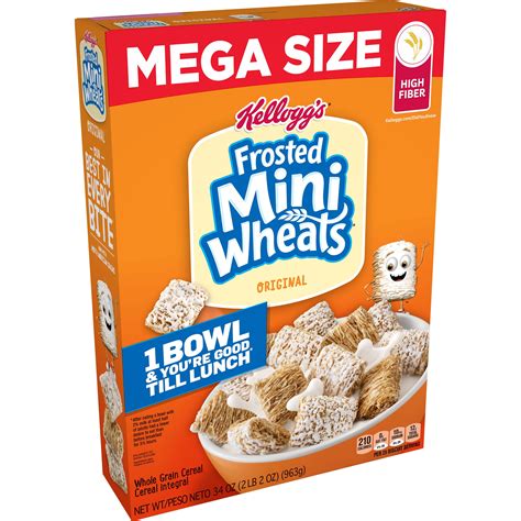 Kellogg's Frosted Mini-Wheats Breakfast Cereal, Original, Mega Size, High Fiber Food, 34oz ...