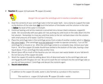 Answered: Reaction 3 (copper (II) hydroxide →… | bartleby