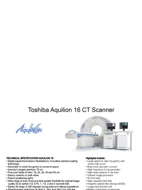 Toshiba Aquilion 16 Slice CT Scanner - PDF Catalogue | PDF