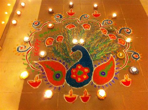 #2017 Happy Diwali Rangoli Designs Peacock Patterns Flowers Images Beautiful Photos