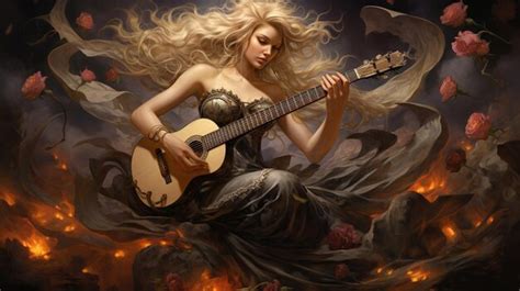 Premium AI Image | girl playing guitar HD 8K wallpaper Stock Photographic