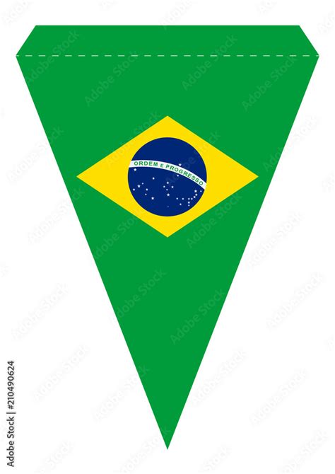 Brazil Party Banner Triangle Pennant Printable Template. Official Brazilian Flag Colors. Ready ...