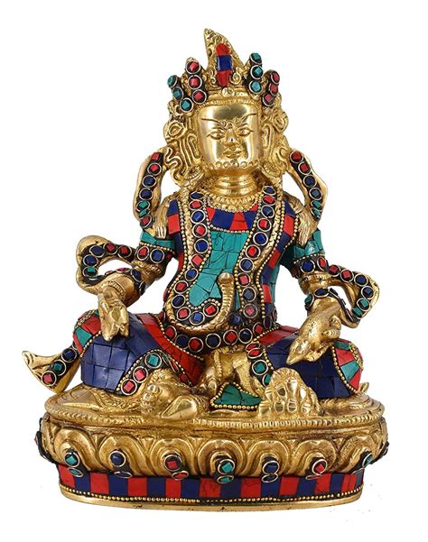 Lord Kuber Brass Statue With Multicolor Stone Work Religious - Etsy