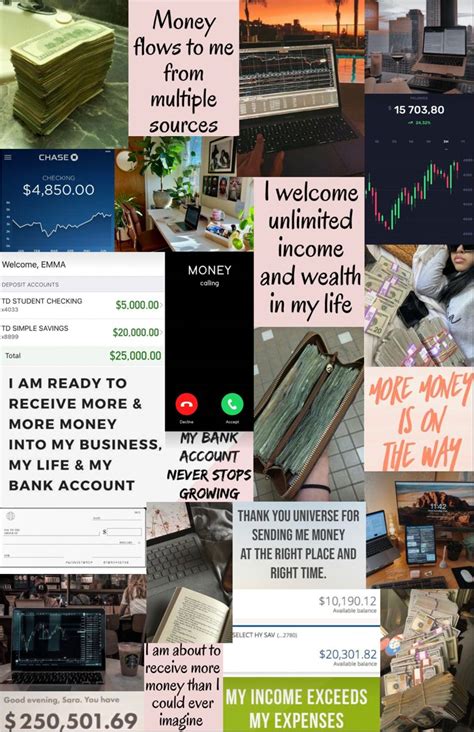 a collage of images with different types of business items and words written on them