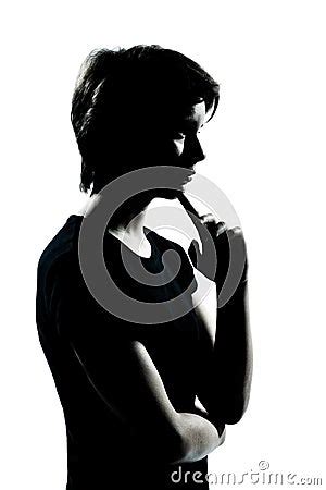 One Young Teenager Boy Or Girl Silhouette Thinking Stock Image - Image: 21943891