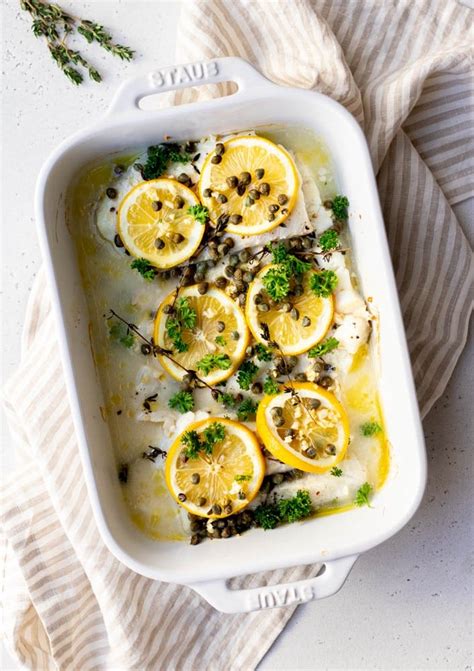 Baked Cod with Lemon and Capers • Daisybeet