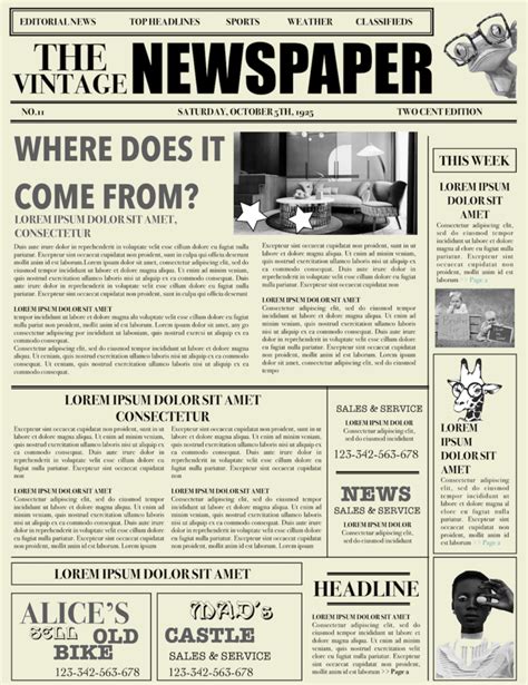 Newspaper Layout Newspaper Format Newspaper Generator Free With Regard To Old Newspaper Template ...