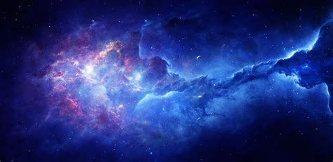 an image of a space scene with stars in the sky and blue, purple and red colors
