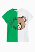 Buy Moschino Green Two-tone Teddy Bear T-shirt in Cotton for Boys in UAE | Ounass