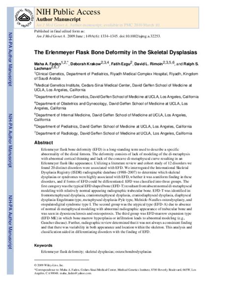 (PDF) The Erlenmeyer flask bone deformity in the skeletal dysplasias | Fatih .Ezgu and Ralph ...