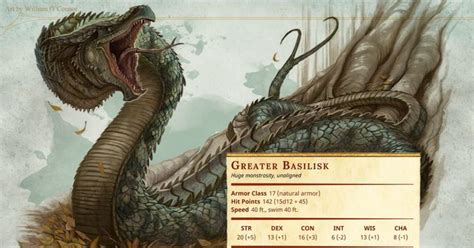 Greater Basilisk - CR10 | Mythical dragons, Sword and sorcery, Dnd monsters