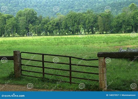 Fenced in Farm Pasture Land Stock Image - Image of hill, fence: 14837057