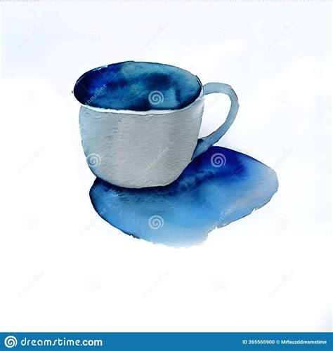 Watercolor Tea Cup Sketch Isolated, Hand Drawn Stock Illustration ...