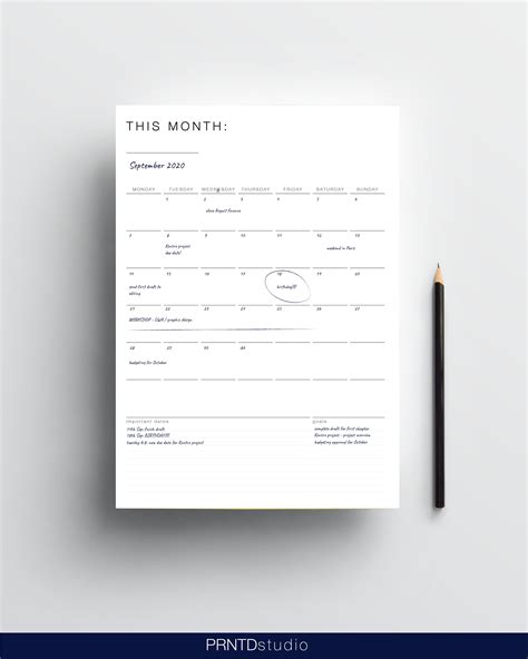 MONTHLY PLANNER Template: Minimalist Monthyl Planner One - Etsy