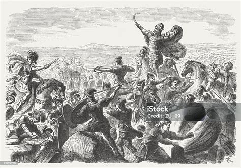 Battle Of The Catalaunian Plains Between Romans And Huns Stock Illustration - Download Image Now ...