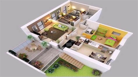 4 Bedroom Floor Plans 3d 3d Plan Plans Bedroom Two Sq Ft Three Floor ...