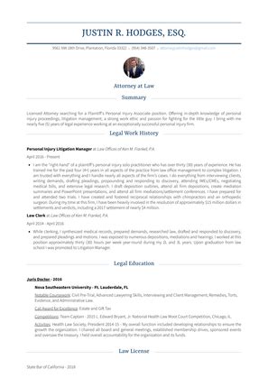 Law Clerk Resume Samples and Templates | VisualCV