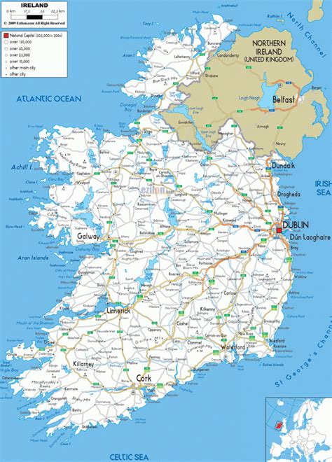 Detailed Clear Large Road Map Of Ireland - Ezilon Maps | United within ...