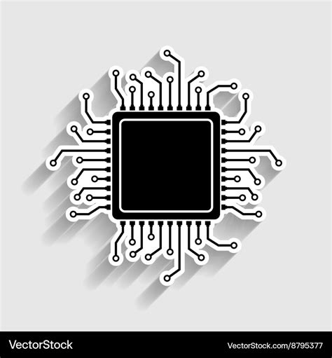 Cpu microprocessor sticker style icon Royalty Free Vector