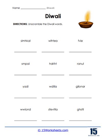 Diwali Worksheets - 15 Worksheets.com