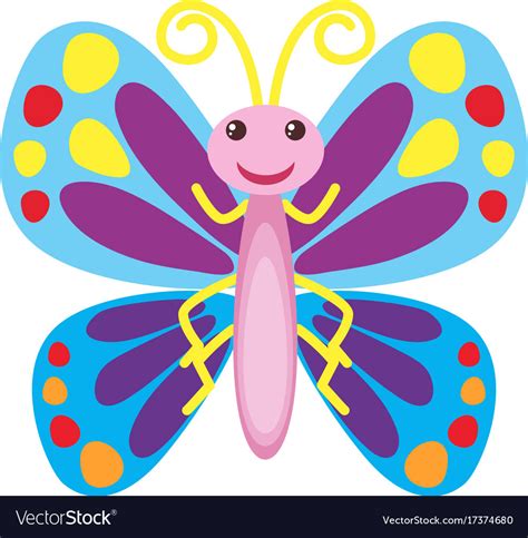 Colorful butterfly with happy smile Royalty Free Vector