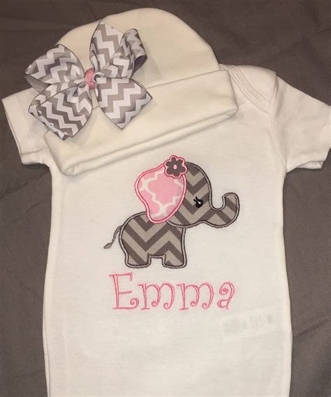 Baby Girl Elephant Outfit Baby Girl Personalized Gown Baby | Etsy