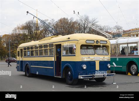 Vintage trolley buses left on the roads of the city Stock Photo - Alamy