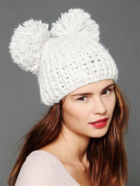 Lyst - Free People Double Pom Pom Beanie in White