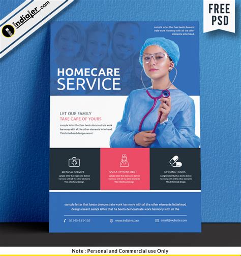 Free Home Health Care Service Flyer PSD Template - Indiater