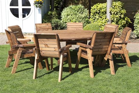 UK Made Fully Assembled Heavy Duty Wooden Garden 8 Seater Dining Set ...