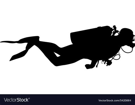 Black silhouette scuba divers Royalty Free Vector Image