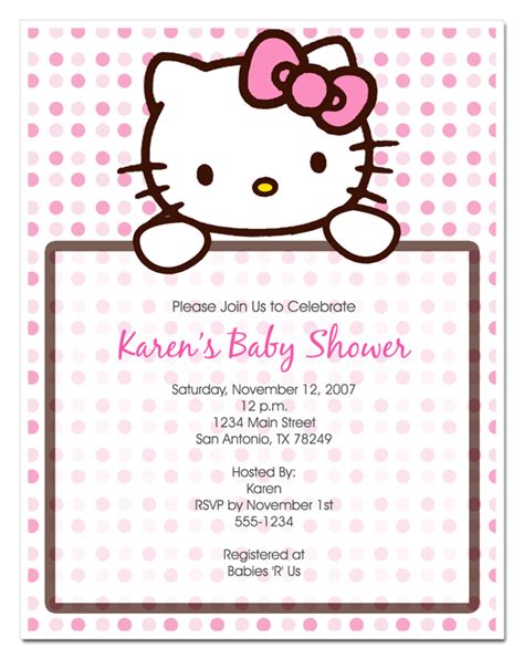 Free Printable Hello Kitty Baby Shower Invitation