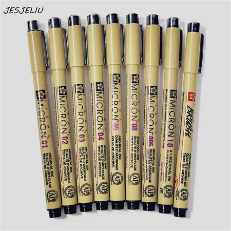 JESJELIU Drawing Marker Draw Liners Artist Markers pens 9 Sizes Liner Pen Set Waterproof Smooth ...